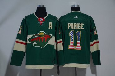 Wild 11 Zach Parise Green USA Flag Adidas Jersey