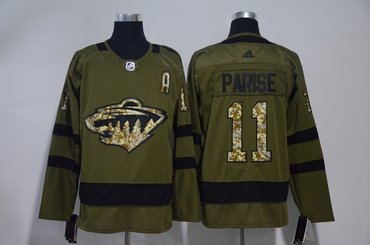 Wild 11 Zach Parise Olive Green Adidas Jersey