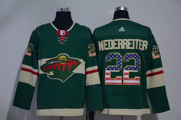 Wild 22 Nino Niederreiter Green USA Flag Adidas Jersey