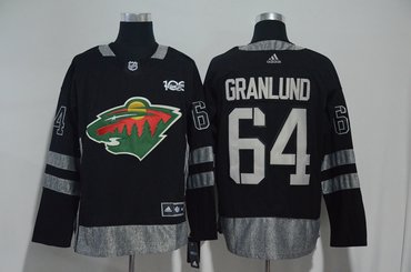 Wild 64 Mikael Granlund Black 1917-2017 100th Anniversary Adidas Jersey