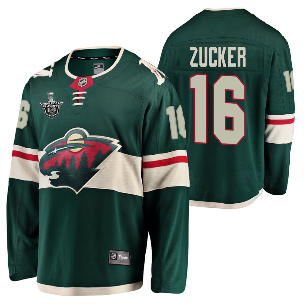 Wild Jason Zucker Jersey 2020 Stanley Cup Playoffs Green Home Men's