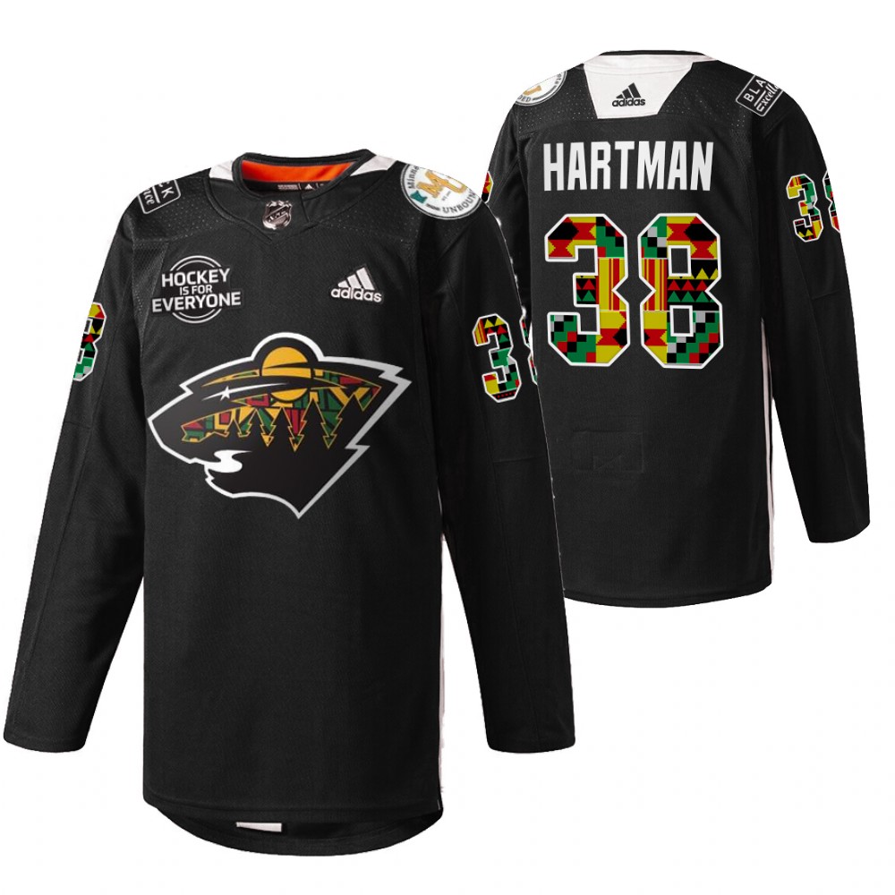 Wild Ryan Hartman Black History Month 2022 Black Practice Jersey