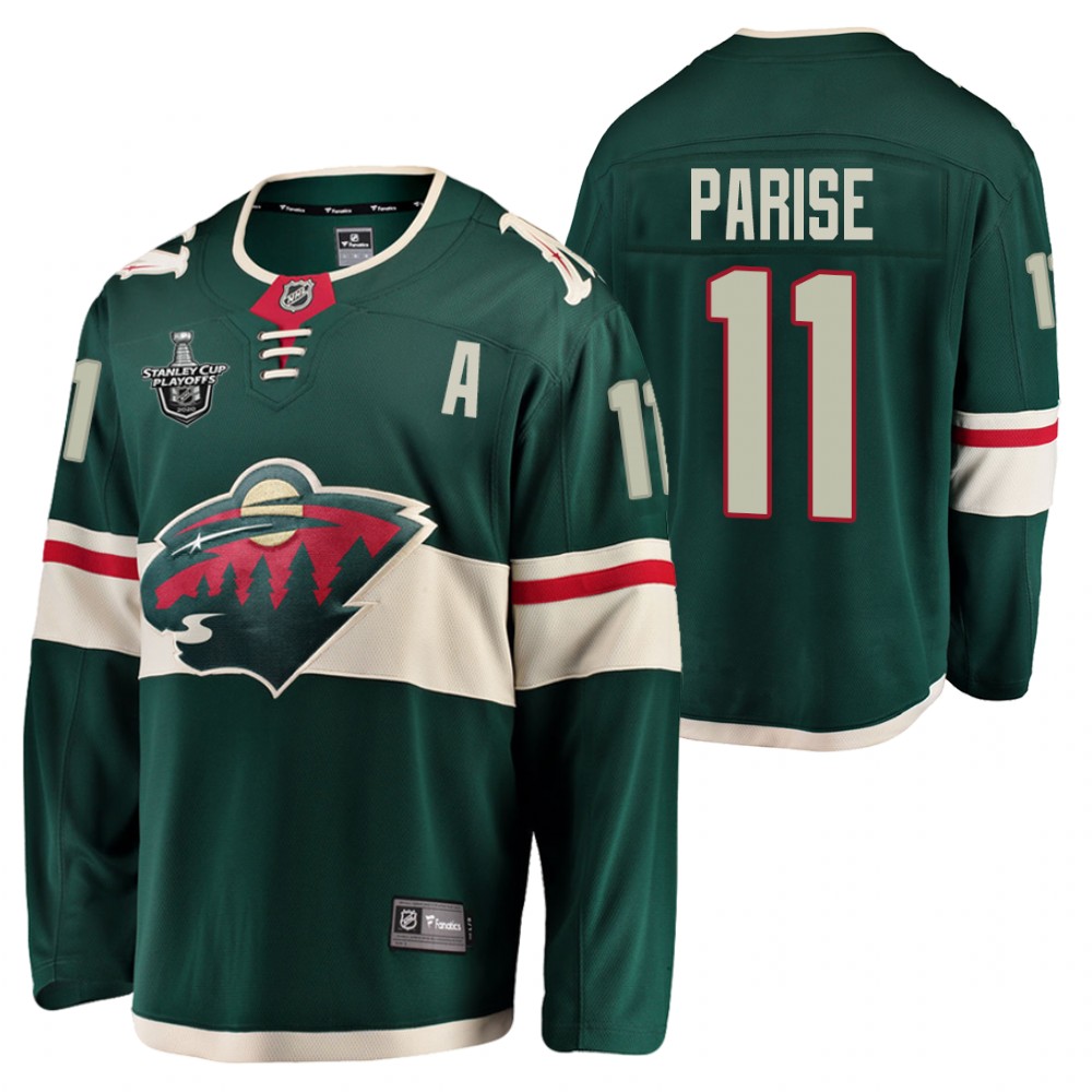 Wild Zach Parise Jersey 2020 Stanley Cup Playoffs Green Home Men's