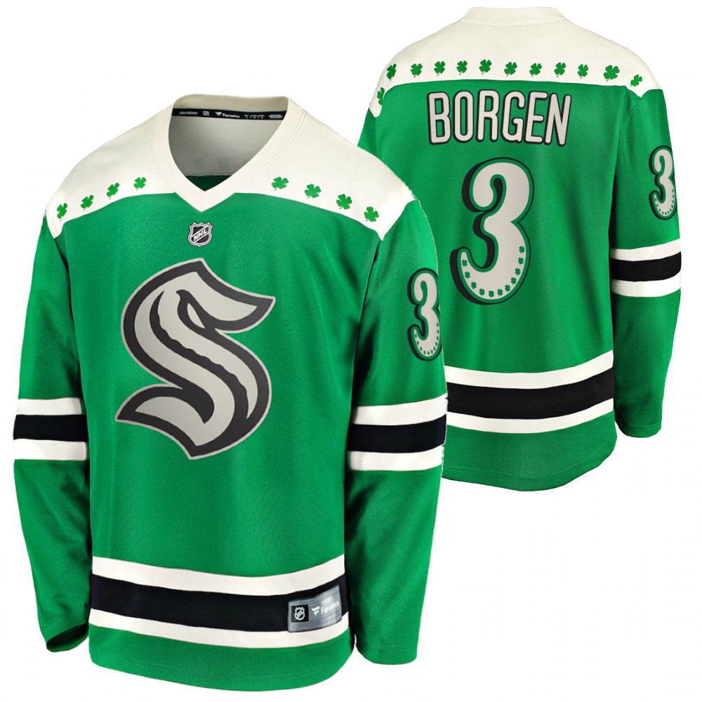 Will Borgen 2022 St. Patrick Kraken Green #3 Jersey