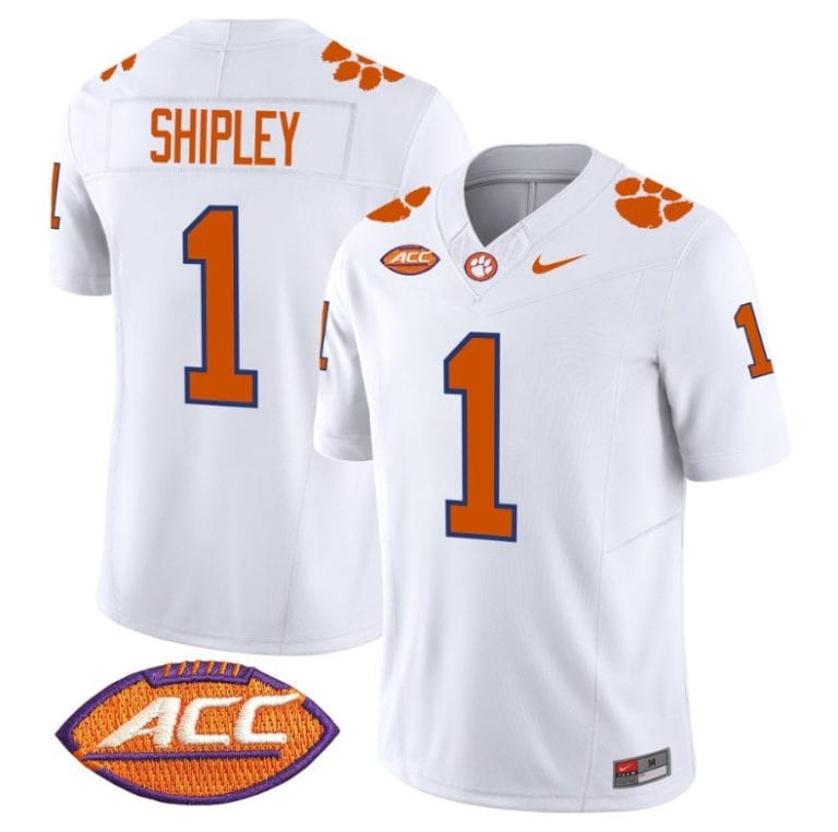 Will Shipley Jersey #1 Clemson Tigers Vapor Limited Acc Patch College Football Stitched White