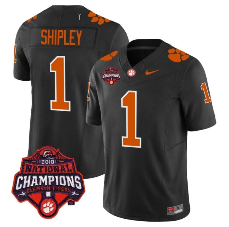 Will Shipley Jersey #1 Clemson Tigers Vapor Limited Champions Patch College Football Stitched Black