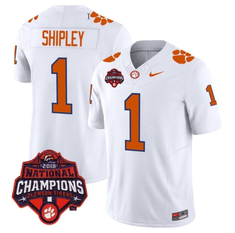 Will Shipley Jersey #1 Clemson Tigers Vapor Limited Champions Patch College Football Stitched White