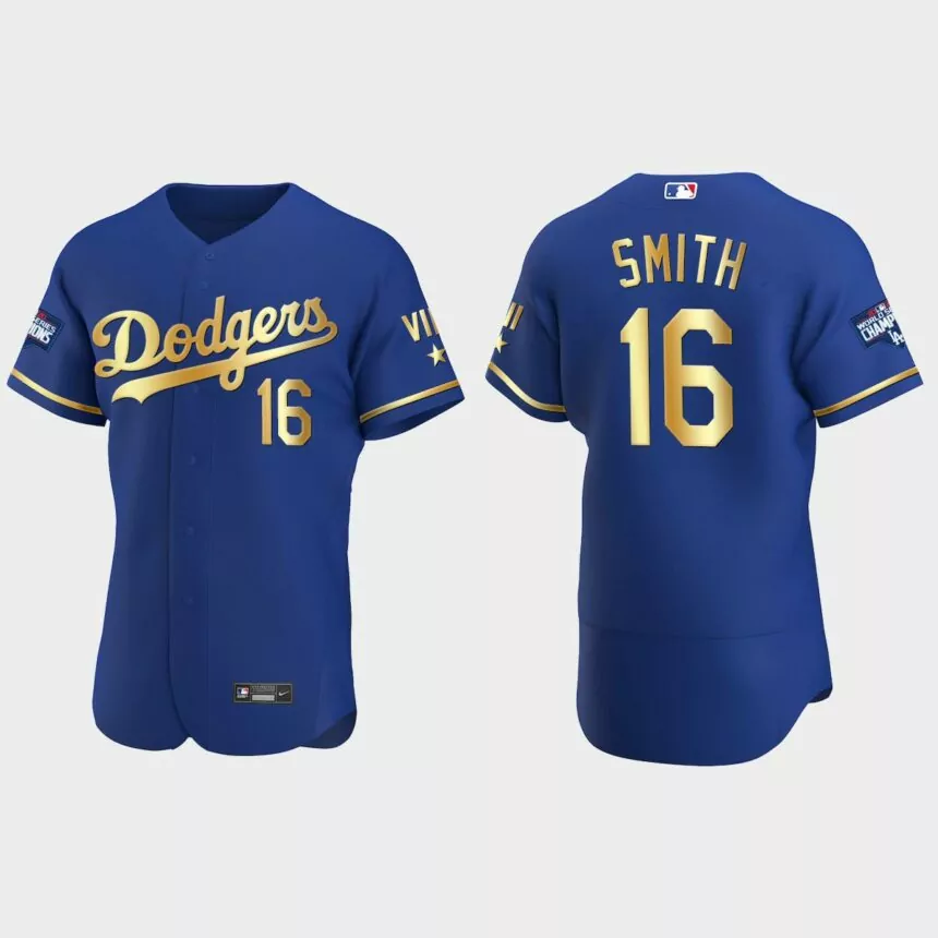 Will Smith Los Angeles Dodgers 2021 Gold Program World Series Champions Jersey – Royal