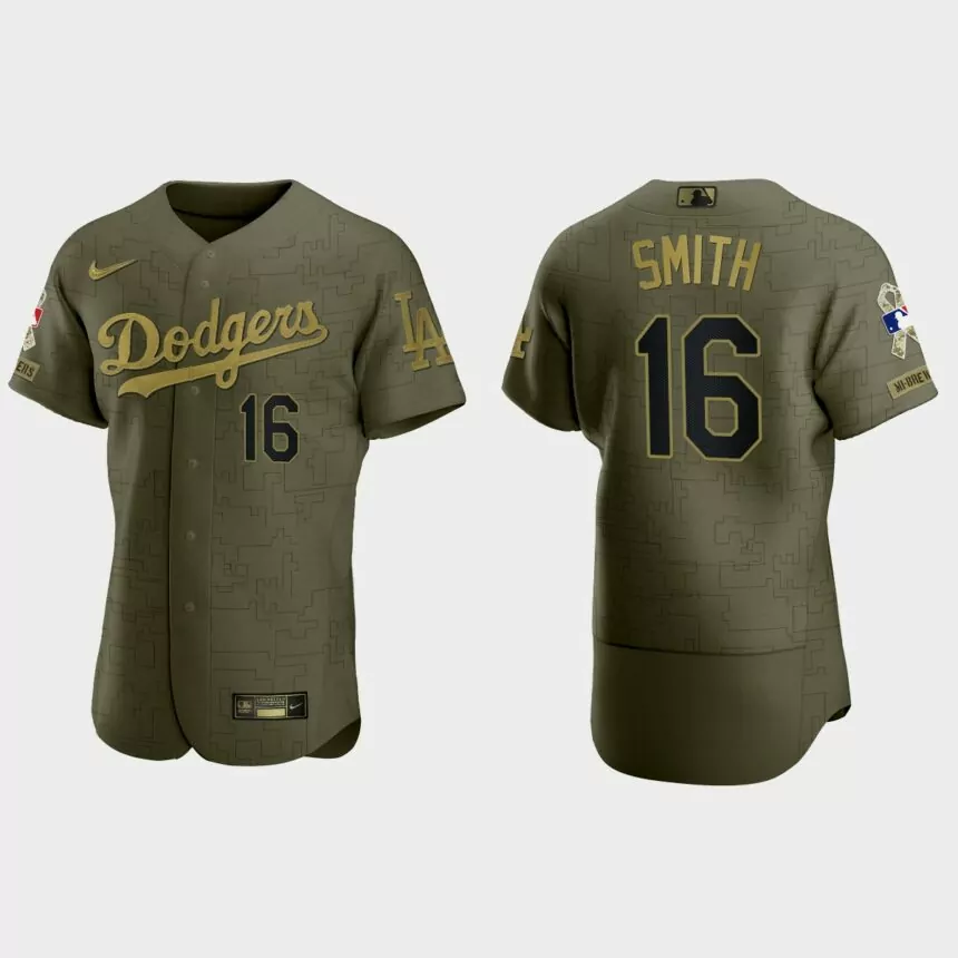 Will Smith Los Angeles Dodgers 2021 Salute to Service Digital Camo Jersey – Green