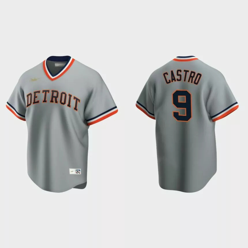Willi Castro #9 Detroit Tigers Cooperstown Collection Road Jersey – Gray.jpg