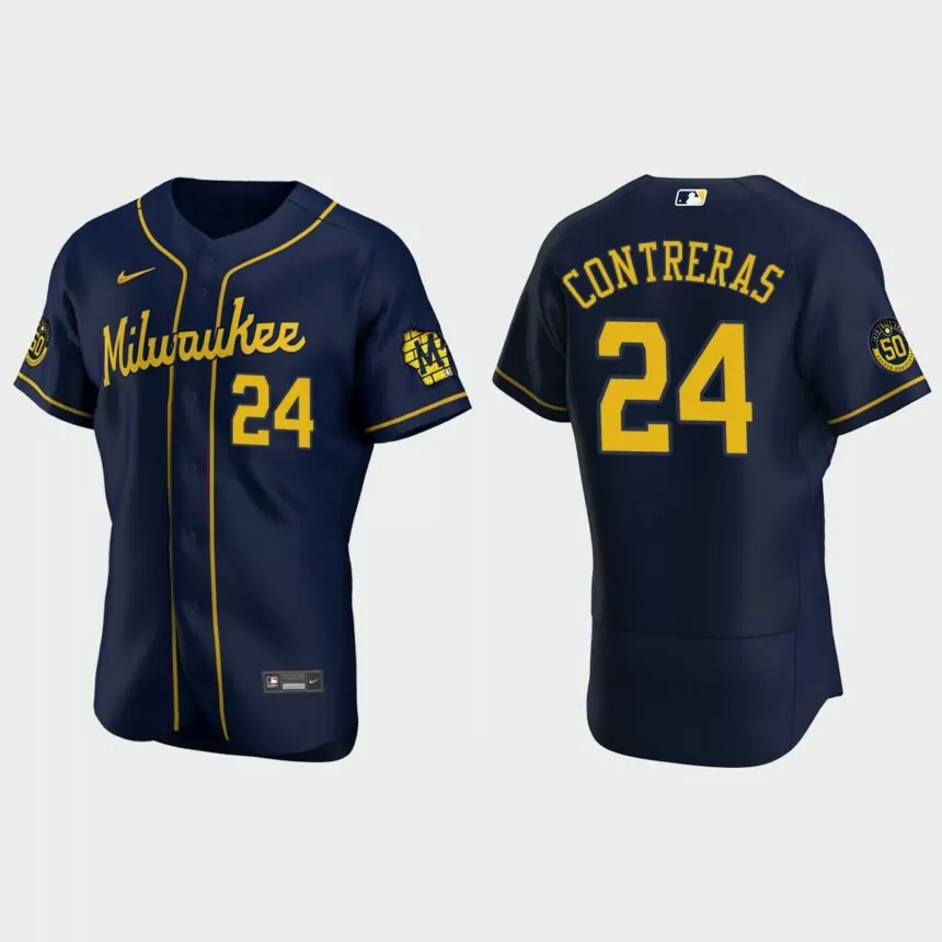 William Contreras Milwaukee Brewers Authentic Alternate Jersey – Navy