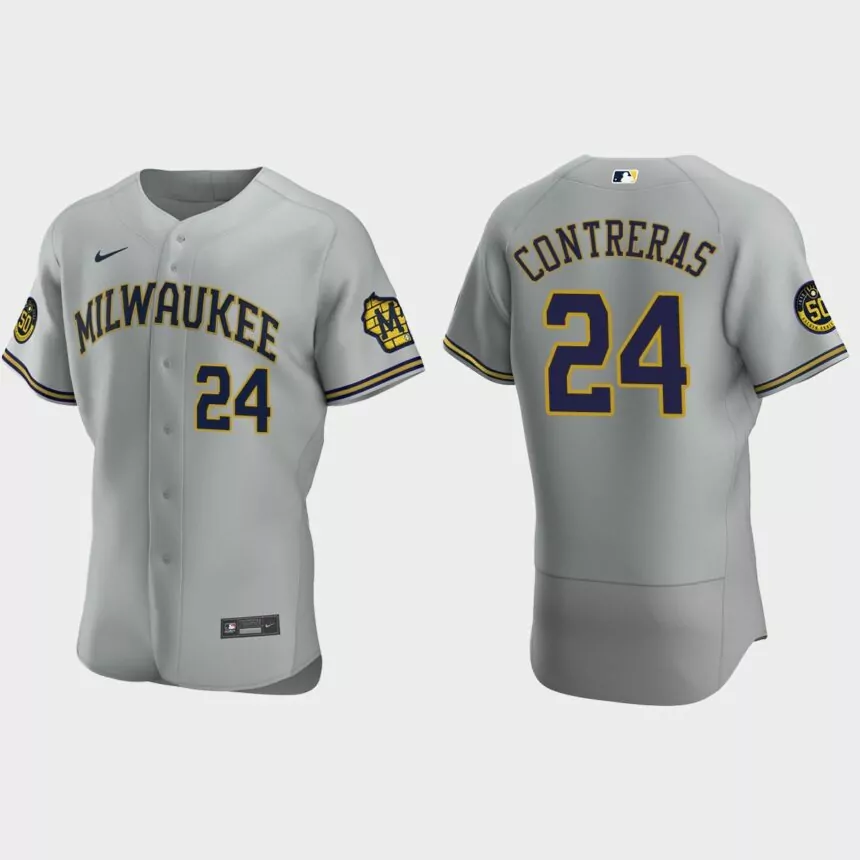 William Contreras Milwaukee Brewers Authentic Road Jersey – Gray