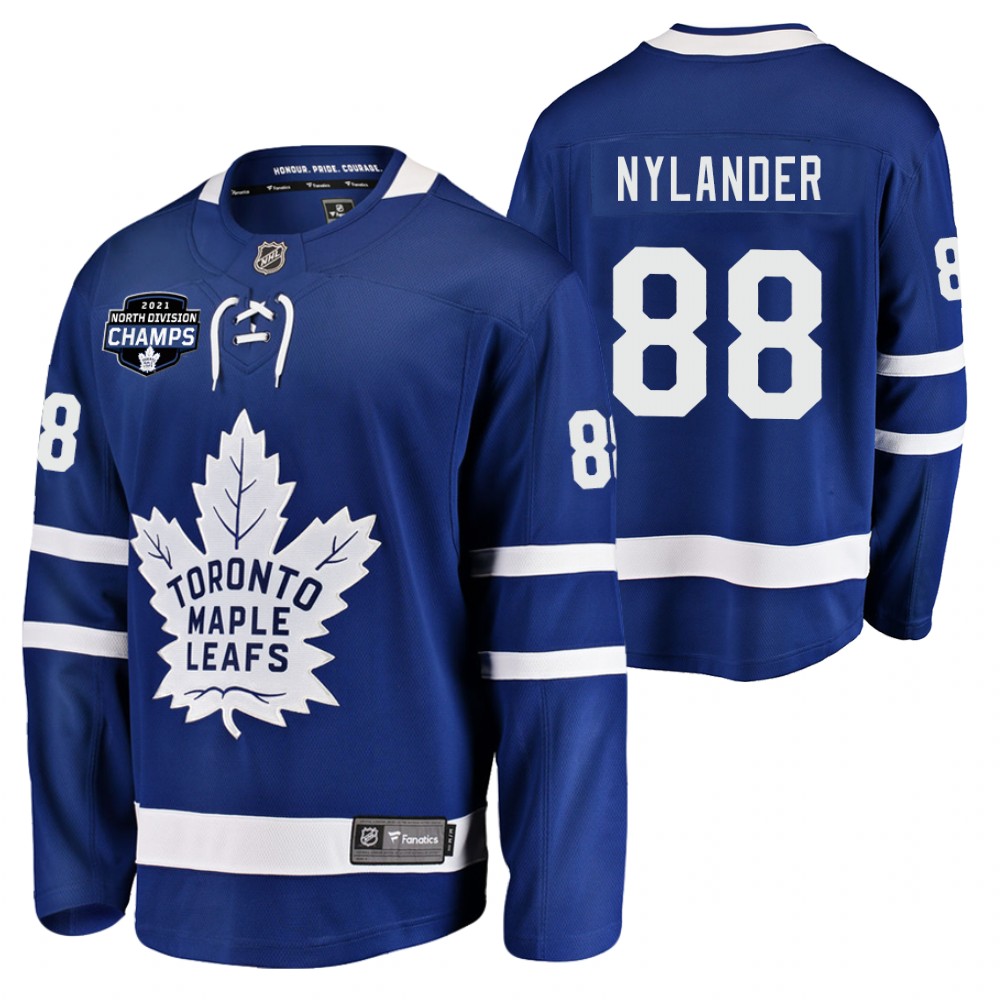 William Nylander Maple Leafs 2021 North Division Champions Blue Jersey No.1 seed