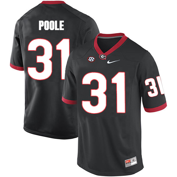 William Poole Georgia Bulldogs Men's Jersey - #31 NCAA Black Limited Home