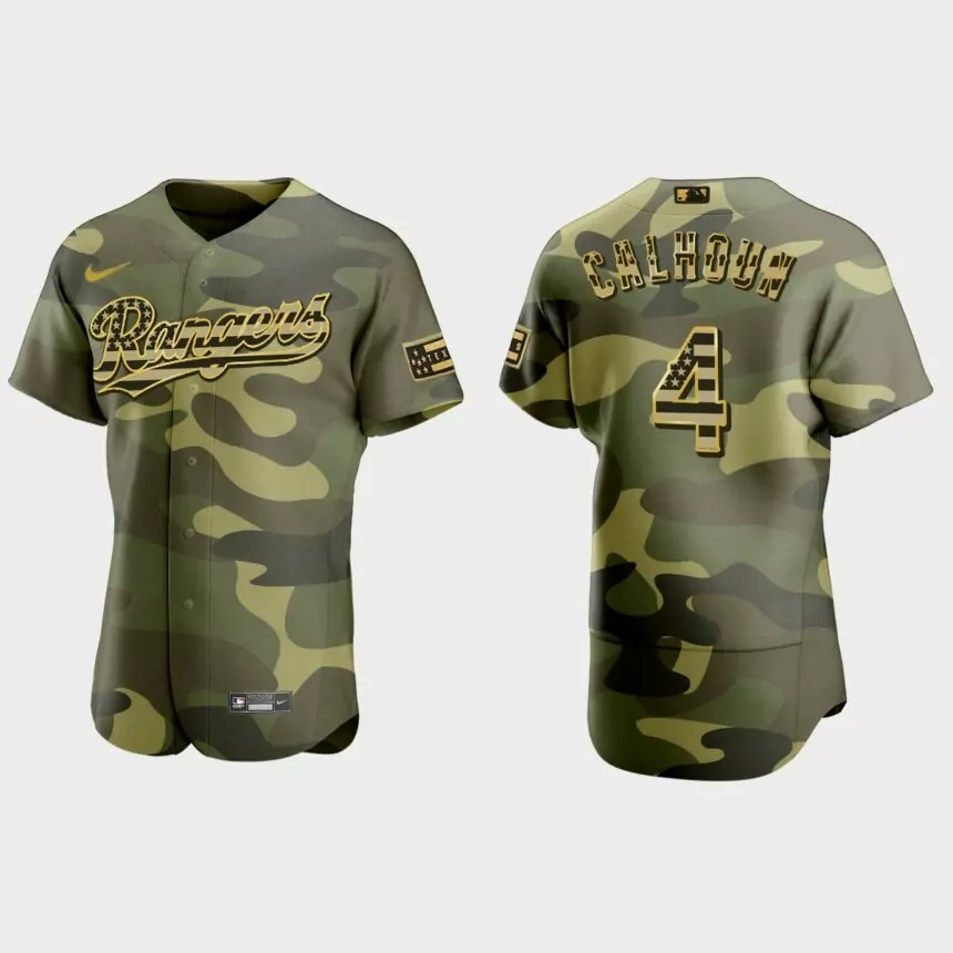 Willie Calhoun Texas Rangers 2022 Armed Forces Day Authentic Jersey – Camo