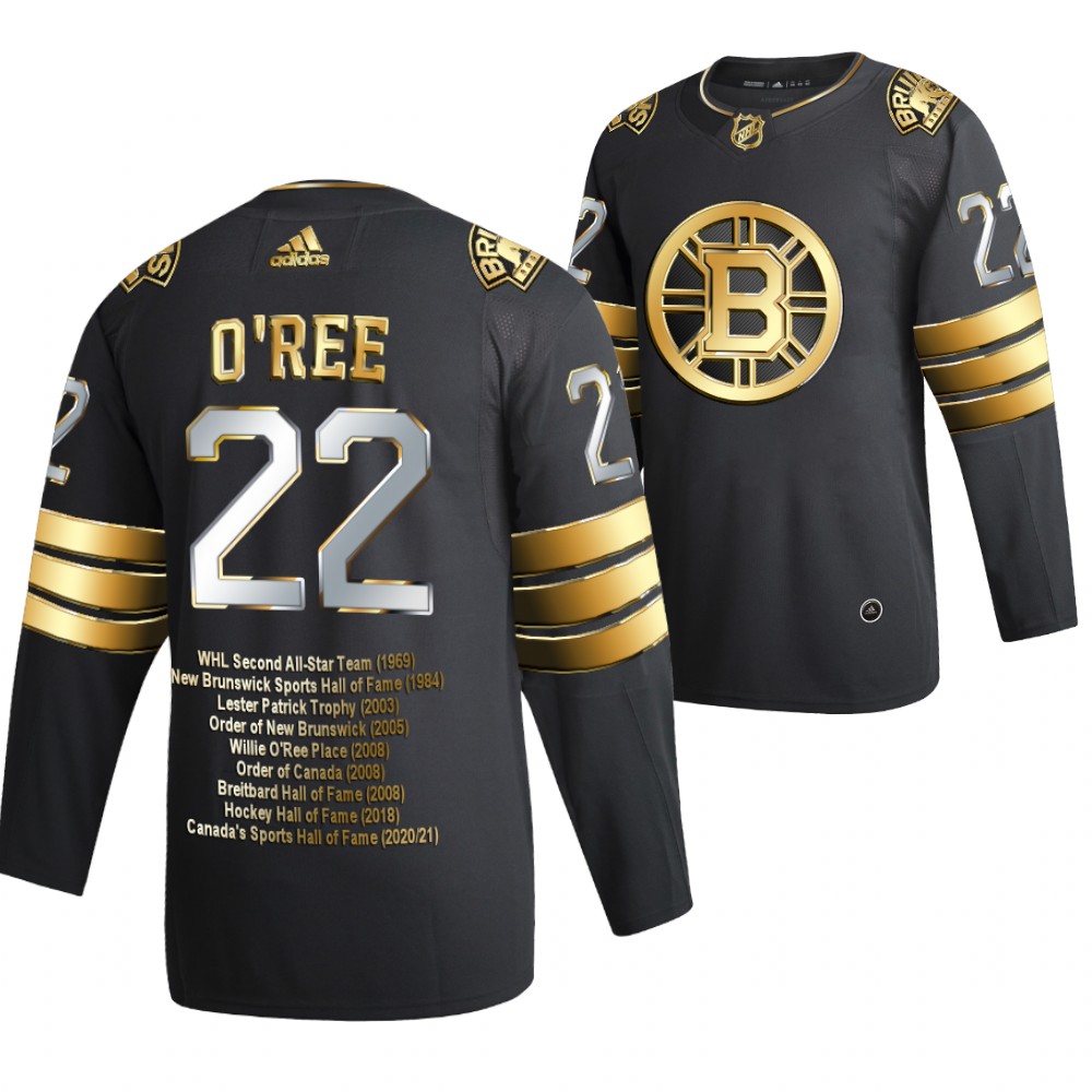 Willie O'Ree Boston Bruins Black Career Awards Jersey Honor Legend Stitched
