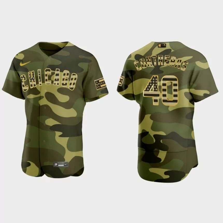 Willson Contreras Chicago Cubs 2022 Armed Forces Day Authentic Jersey – Camo