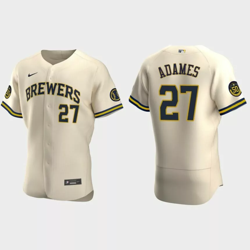 Willy Adames Milwaukee Brewers Authentic Alternate Jersey – Cream