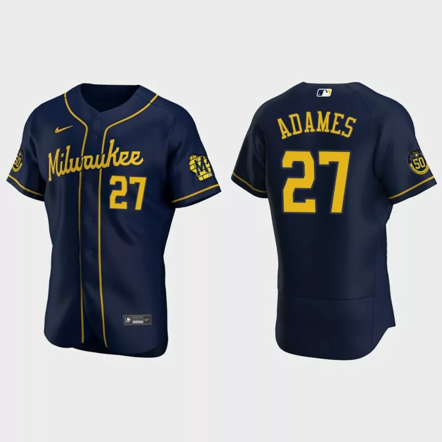 Willy Adames Milwaukee Brewers Authentic Home Jersey – White
