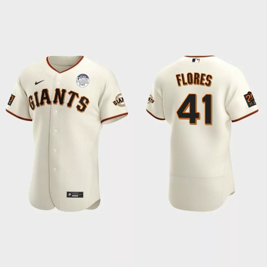 Wilmer Flores San Francisco Giants 4 ALS Lou Gehrig Day Authentic Jersey – Cream