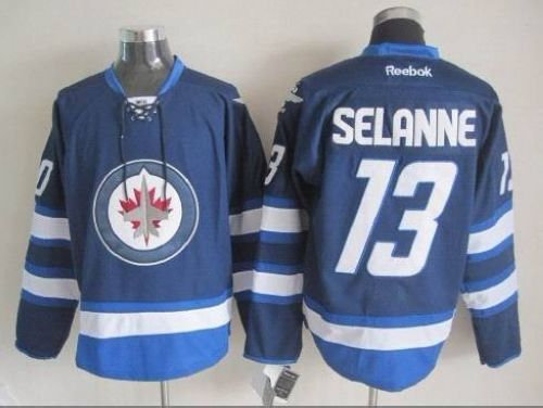 Winnipeg-Jets #13 Teemu Selanne Dark Blue 2011 Style Stitched NHL Jersey