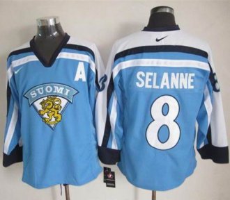 Winnipeg-Jets #8 Teemu Selanne Light Blue Nike Throwback Stitched NHL Jersey