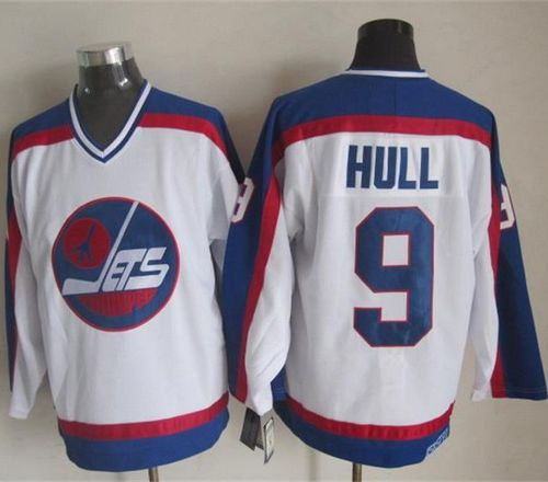 Winnipeg-Jets #9 Bobby Hull White Blue CCM Throwback Stitched NHL Jersey
