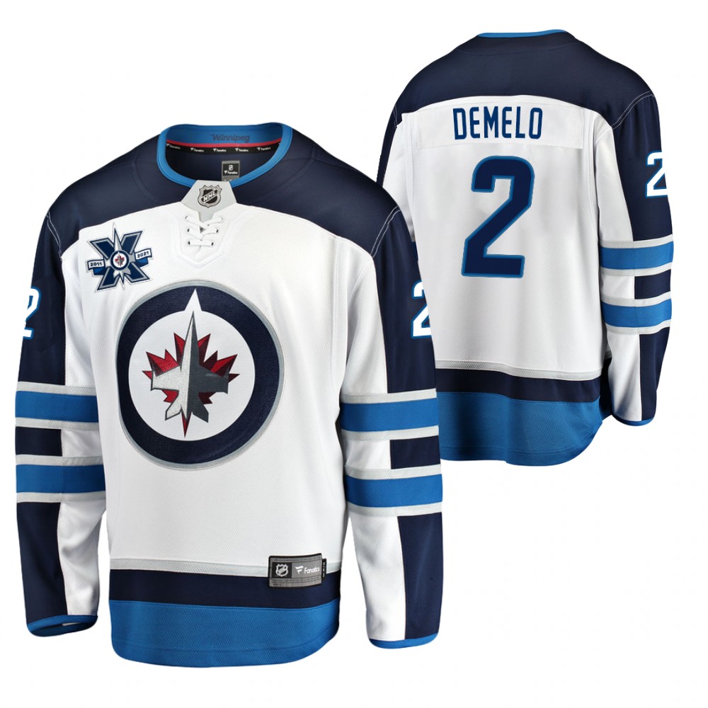Winnipeg Jets Dylan DeMelo White Away 10th Anniversary 2020-21 Jersey
