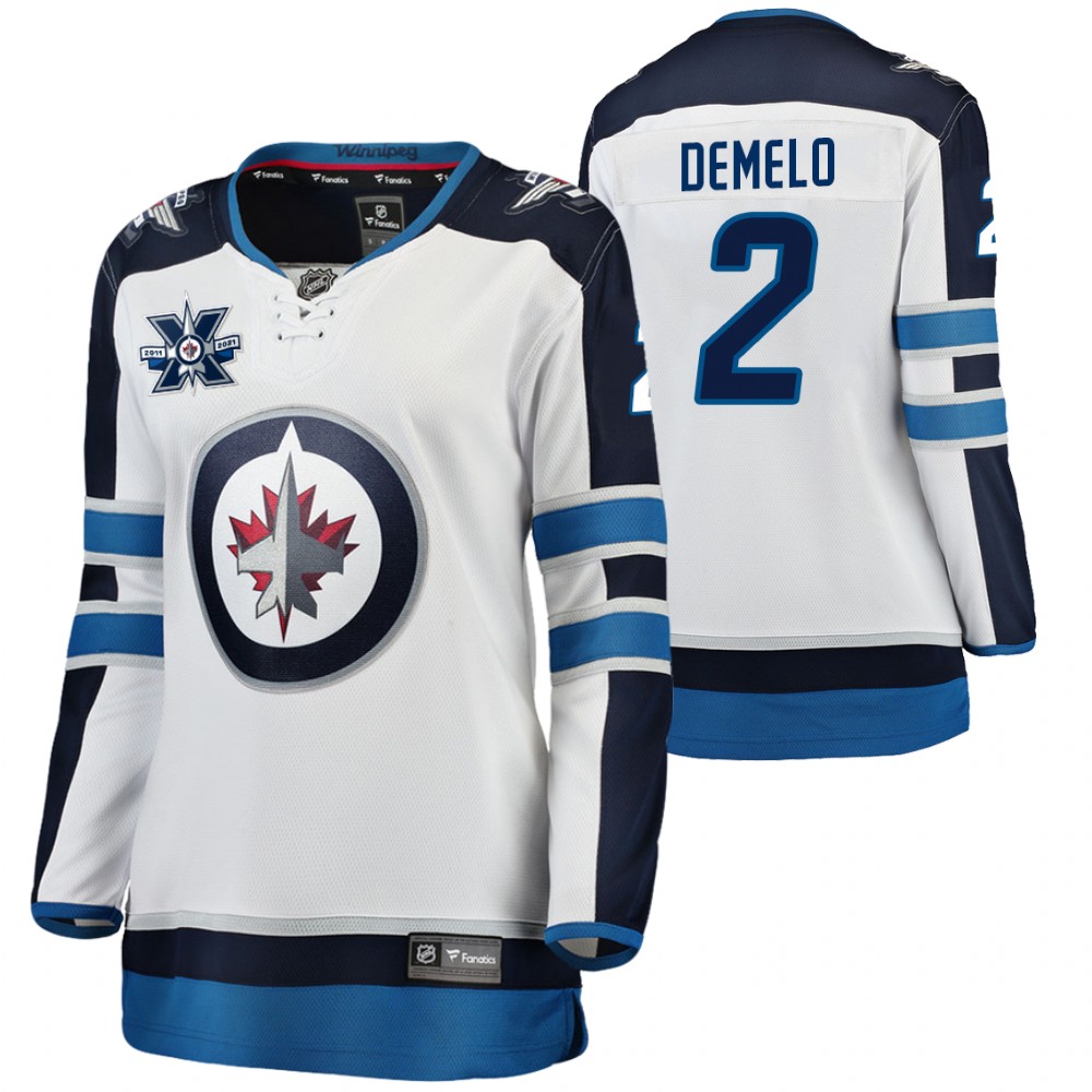 Winnipeg Jets Dylan DeMelo Women White 2020-21 Away Jersey