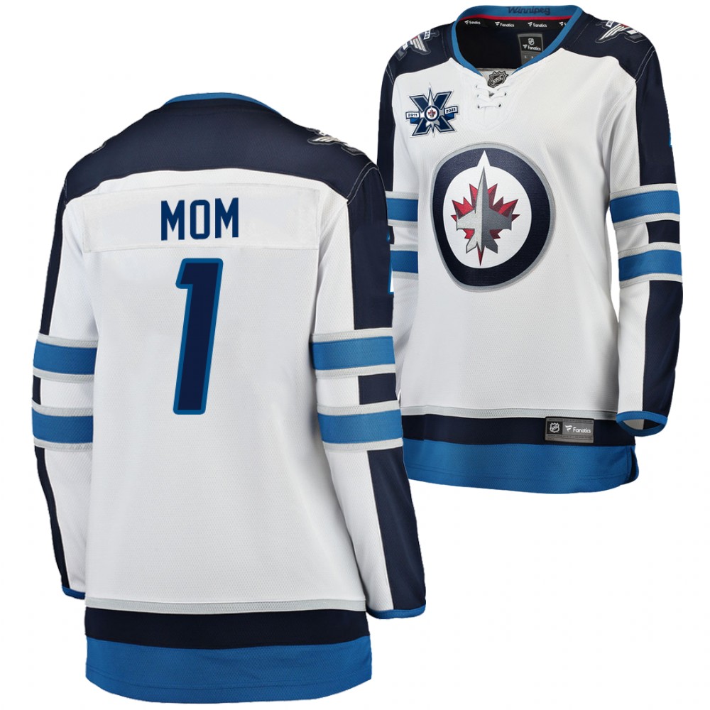 Winnipeg Jets Women White NO.1 Mom Jersey