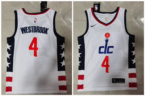 Wizards 4 Russell Westbrook White City Edition Nike Swingman Jersey