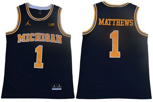 Wolverines #1 Charles Matthews Navy Blue Jordan Brand Limited Stitched College Jersey