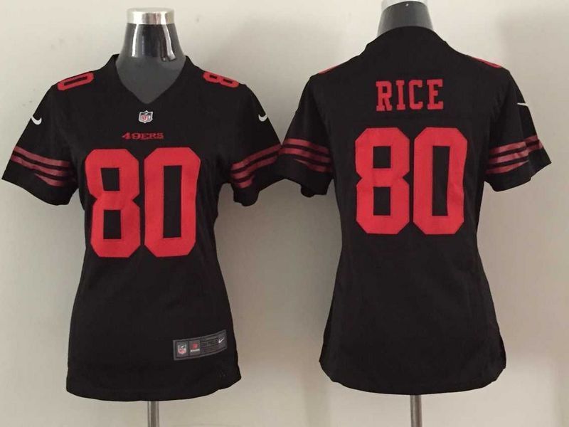 Wome2015 new San Francisco 49ers #80 Jerry Rice Black Alternate Jersey