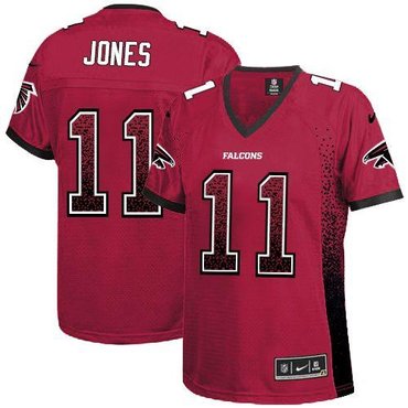 Women 2013 NEW Atlanta Falcons 11 Julio Jones Drift Fashion Red Elite Jerseys