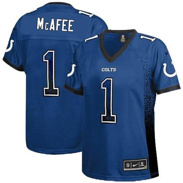 Women 2013 NEW Indianapolis Colts 1 Pat McAfee Royal Blue Alternate Stitched NFL Elite Drift Fashion Jersey
