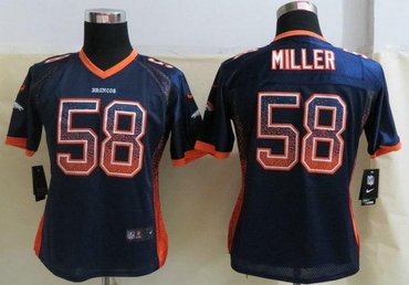 Women 2013 NEW NEW Denver Broncos 58 Von Miller Drift Fashion Blue Elite Jersey