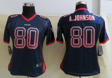 Women 2013 NEW NEW Houston Texans 80 Andre Johnson Drift Fashion Blue Elite Jerseys