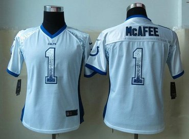 Women 2013 NEW NEW Indianapolis Colts 1 Pat McAfee Drift Fashion White Elite Jerseys