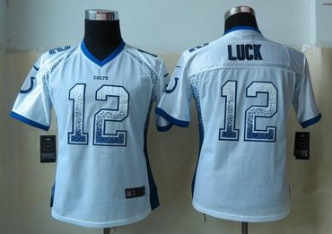 Women 2013 NEW NEW Indianapolis Colts 12 Andrew Luck Drift Fashion White Elite Jerseys