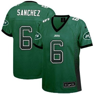 Women 2013 NEW New York Jets 6 Mark Sanchez Drift Fashion Green Elite Jerseys