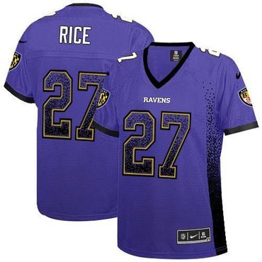 Women 2013 New Baltimore Ravens #27 Ray Rice Purple Team Color Drift Fashion Elite Jerseys