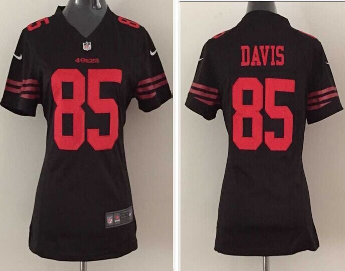 Women 2015 New San Francisco 49ers #85 Vernon Davis Black Limited Alternate Jersey