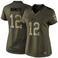 Women 2016 New Season New York Jets #12 Joe Namath Green Camo Salute To Service Jersey
