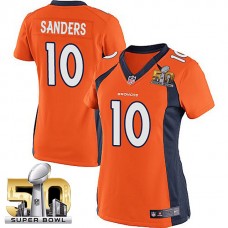 Women 2016 Super Bowl 50 Denver Broncos #10 Emmanuel Sanders Orange Game Jersey