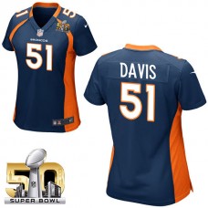 Women 2016 Super Bowl 50 Denver Broncos #51 Todd Davis Navy Blue Game Jersey
