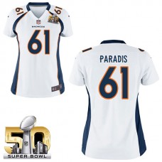 Women 2016 Super Bowl 50 Denver Broncos #61 Matt Paradis White Game Jersey