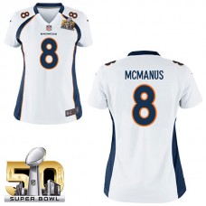 Women 2016 Super Bowl 50 Denver Broncos #8 Brandon McManus White Game Jersey