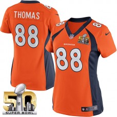 Women 2016 Super Bowl 50 Denver Broncos #88 Demaryius Thomas Orange Game Jersey