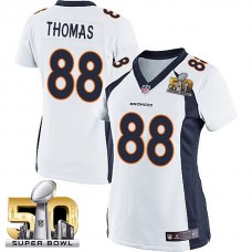 Women 2016 Super Bowl 50 Denver Broncos #88 Demaryius Thomas White Game Jersey