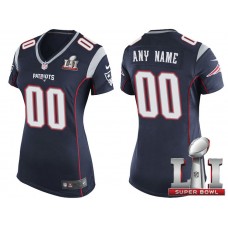 Women 2017 Super Bowl LI New England Patriots Navy Game Customized Jersey